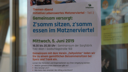 Posterframe von Grätzloase Matznerviertel: Z’samm sitzen, z’samm Essen im Matznerviertel