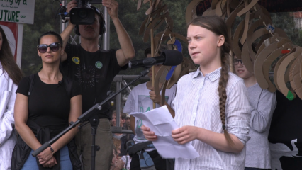 Posterframe von Greta Thunberg bei "Fridays for Future" in Wien