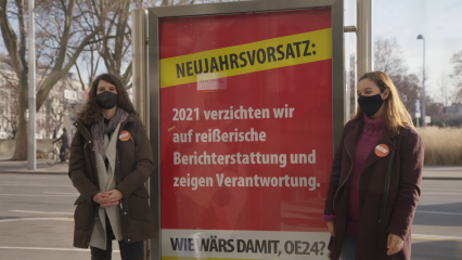 Posterframe von oktoSCOUT: Guerilla-Plakat-Aktion vor der OE24-Redaktion