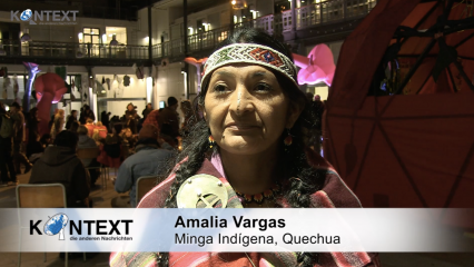 Posterframe von Kontext: Die Indigene Amalia Vargas kritisiert die Klima-Ignoranz der reichen Länder