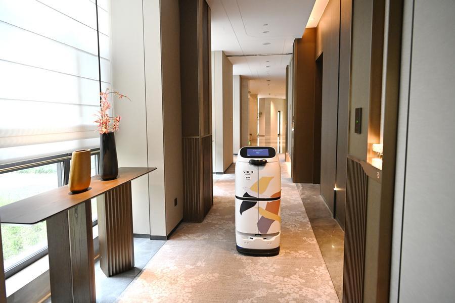 a hotel delivering robot