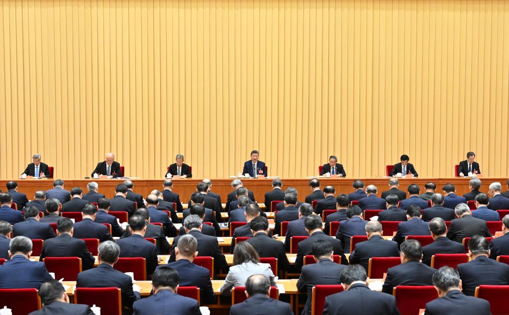 Xi Jinping, general secretary of the Communist Party of China Central Committee, Chinese president and chairman of the Central Military Commission, delivers an important speech at the annual Central Economic Work Conference in Beijing, capital of China. The conference was held in Beijing from Wednesday to Thursday. Li Qiang, Zhao Leji, Wang Huning, Cai Qi, Ding Xuexiang and Li Xi attended the conference.