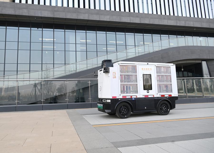an unmanned book delivering truck